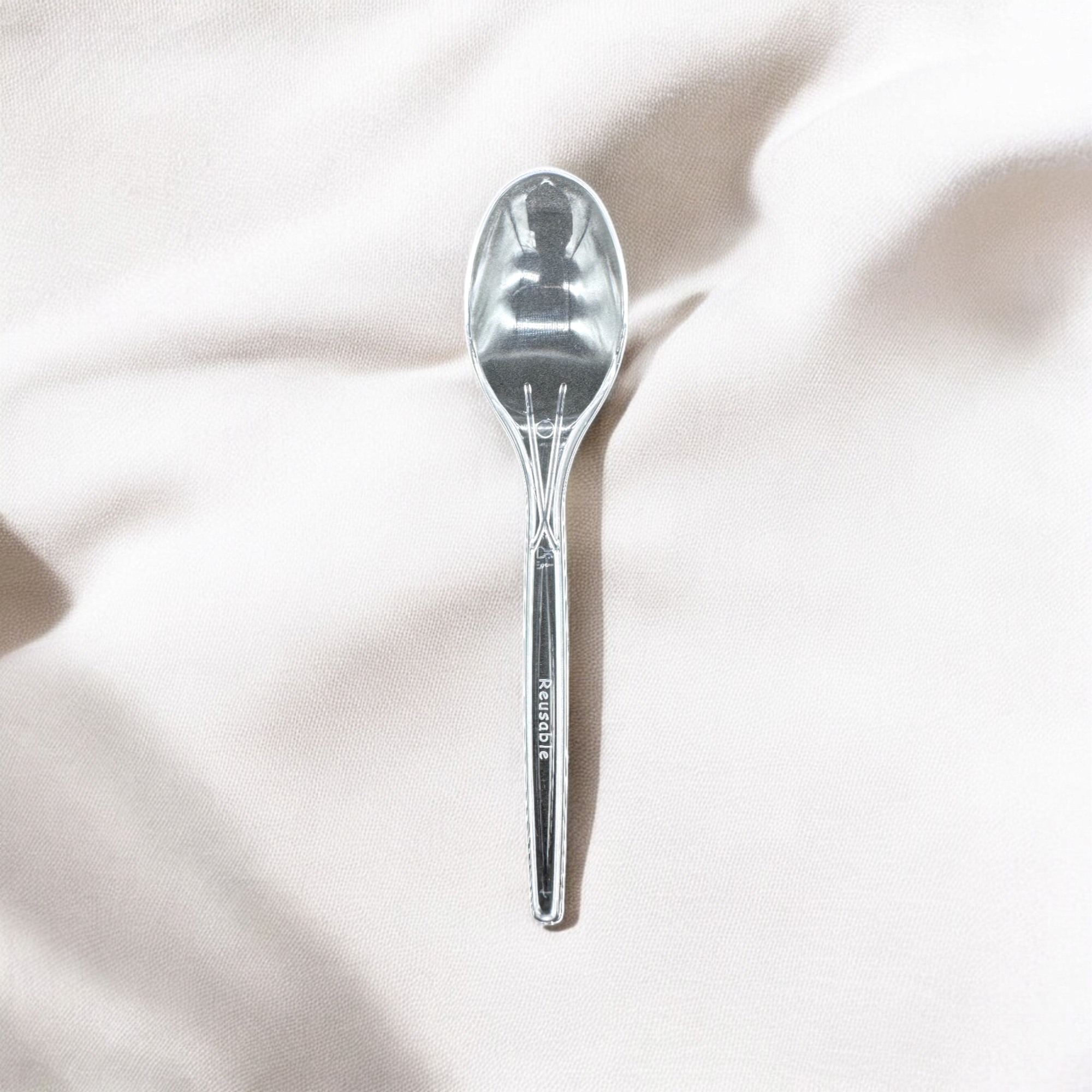 Cuillère à dessert en plastique cristal réutilisable 14 cm